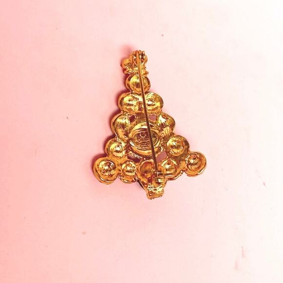 Vintage Christopher Radko  Christmas Tree Enamel Rhinestone Pin Brooch Signed - Picture 5 of 6